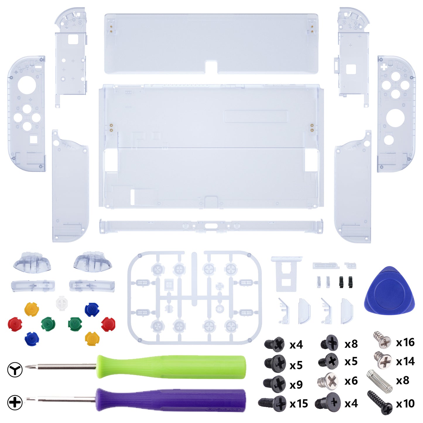 eXtremeRate Custom Replacement Full Set Shell with Buttons for Nintendo Switch OLED - Clear Glacier Blue