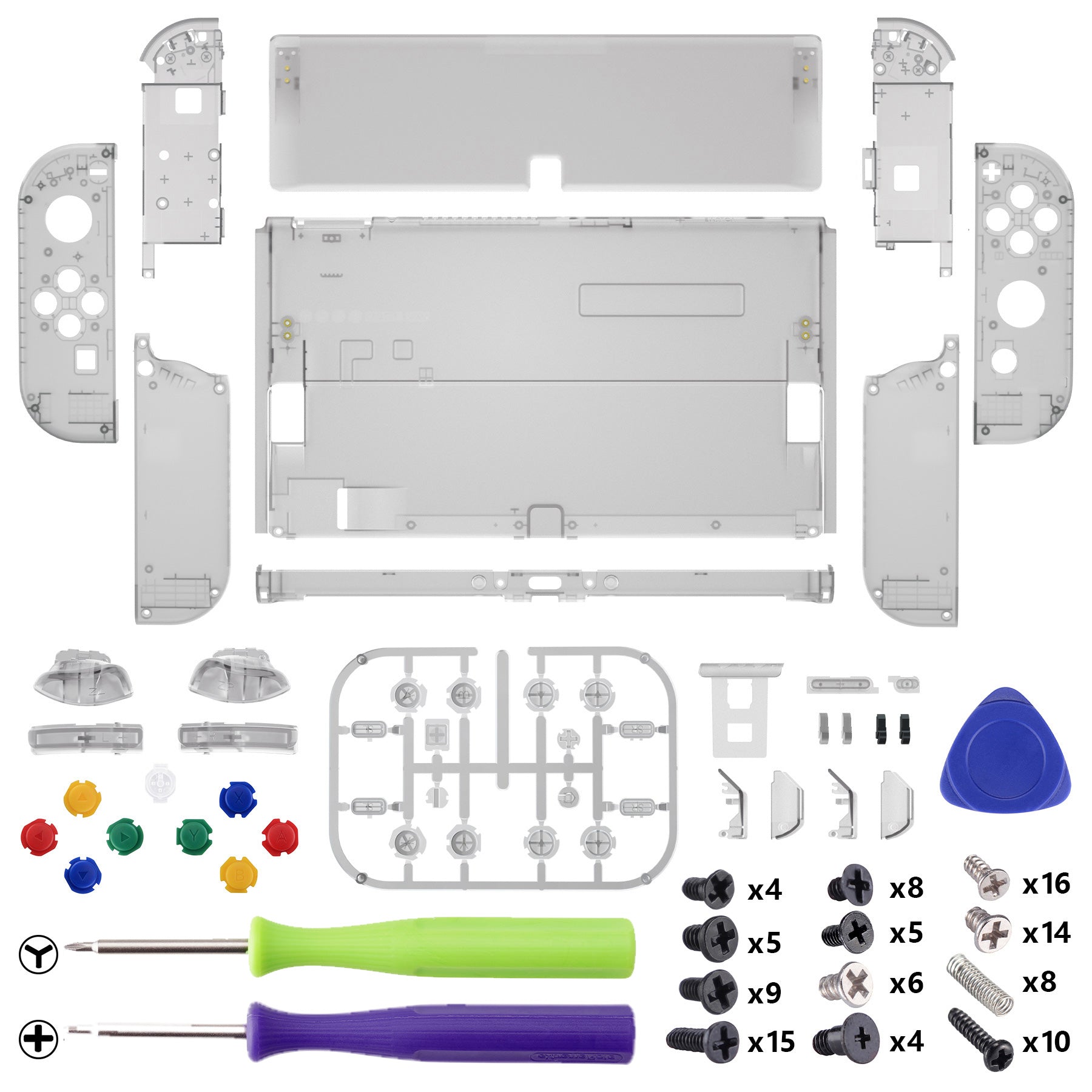 eXtremeRate Clear Black Custom Full Set Shell for Nintendo Switch
