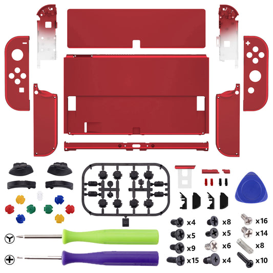 eXtremeRate Custom Replacement Full Set Shell with Buttons for Nintendo Switch OLED - Scarlet Red