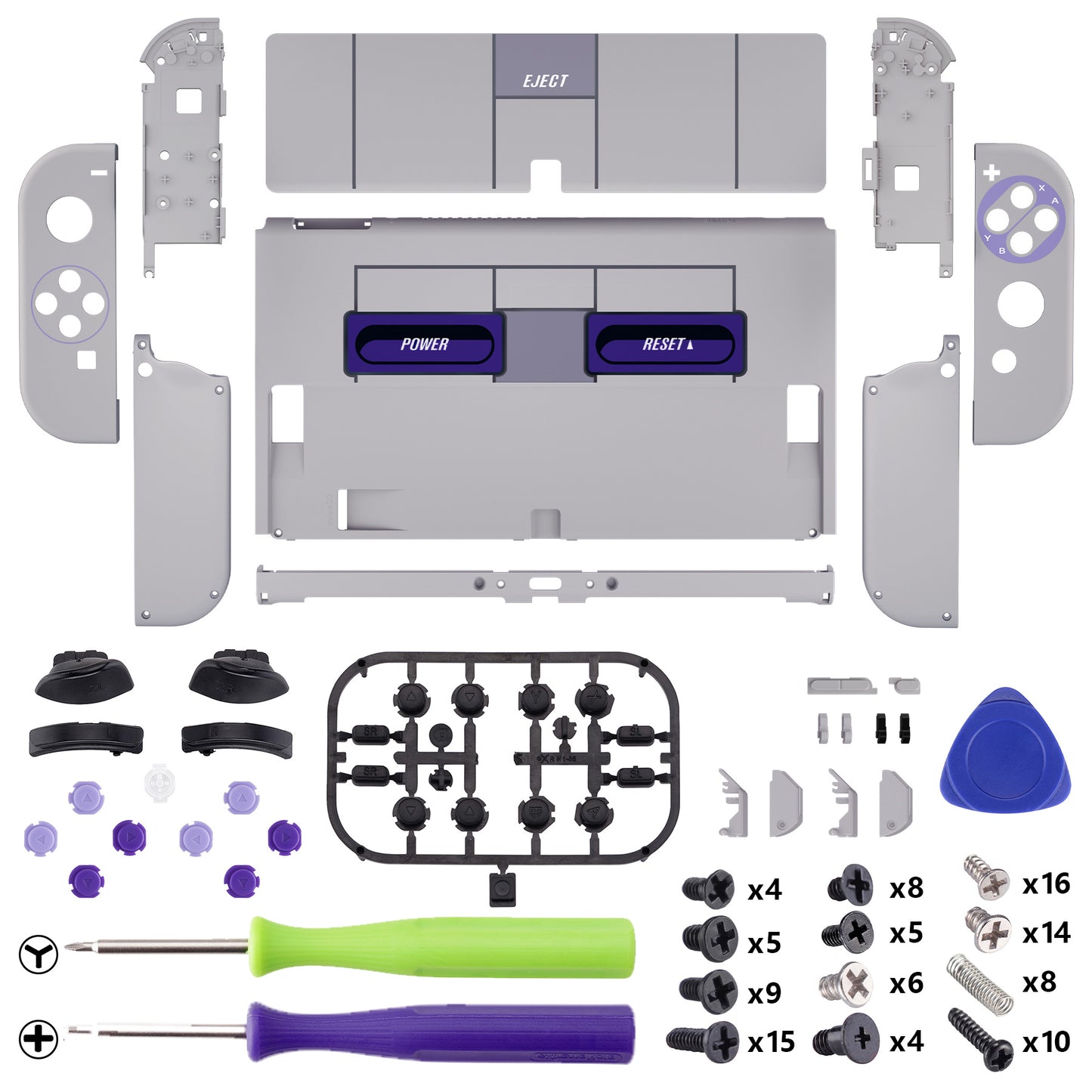 eXtremeRate Custom Replacement Full Set Shell with Buttons for Nintendo Switch OLED - Classic SNES Style