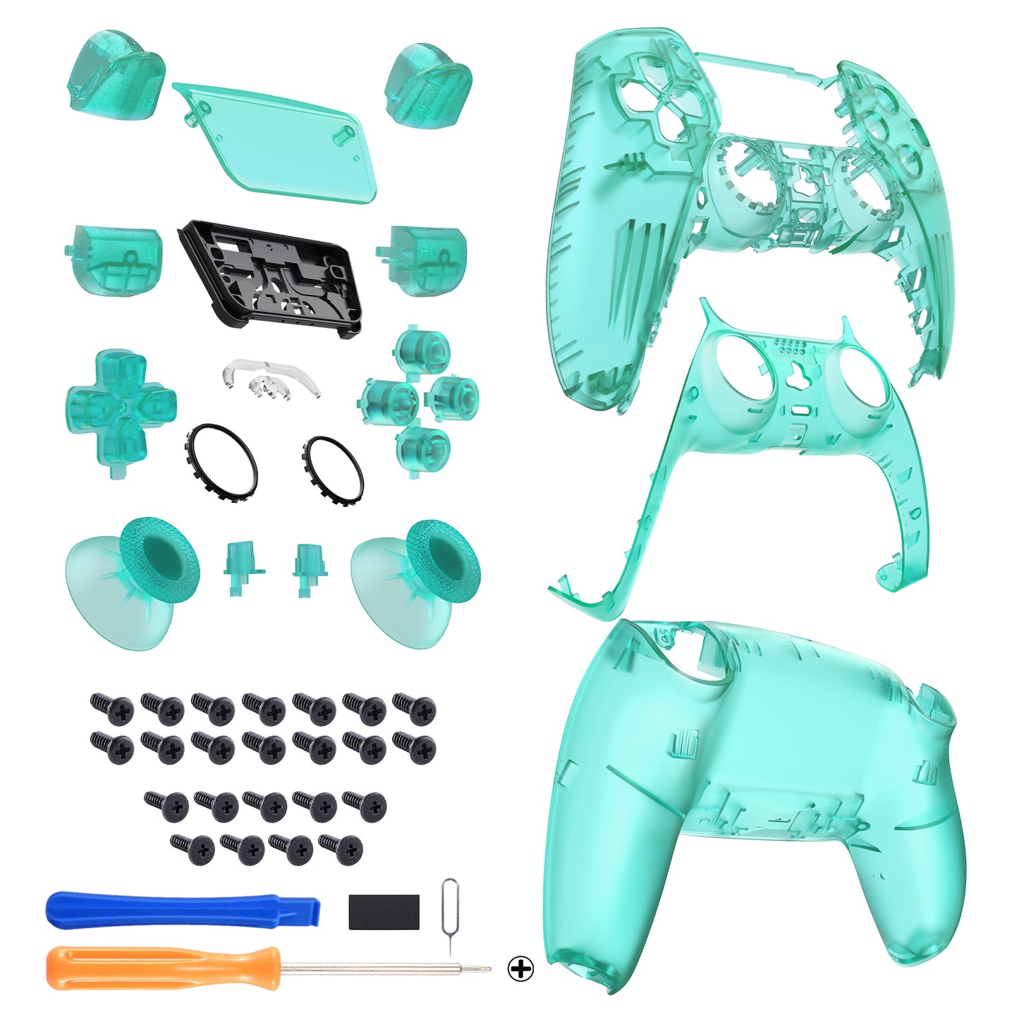 eXtremeRate Replacement Full Set Shells with Buttons Compatible with PS5 Controller BDM-030/040/050 - Emerald Green