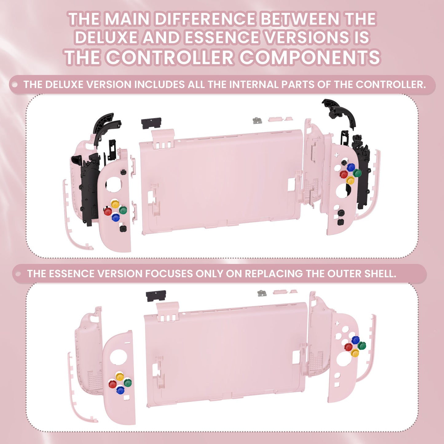 eXtremeRate DIY Replacement Full Set Shells with Buttons for Nintendo Switch 2 - Essence Version - Cherry Blossoms Pink