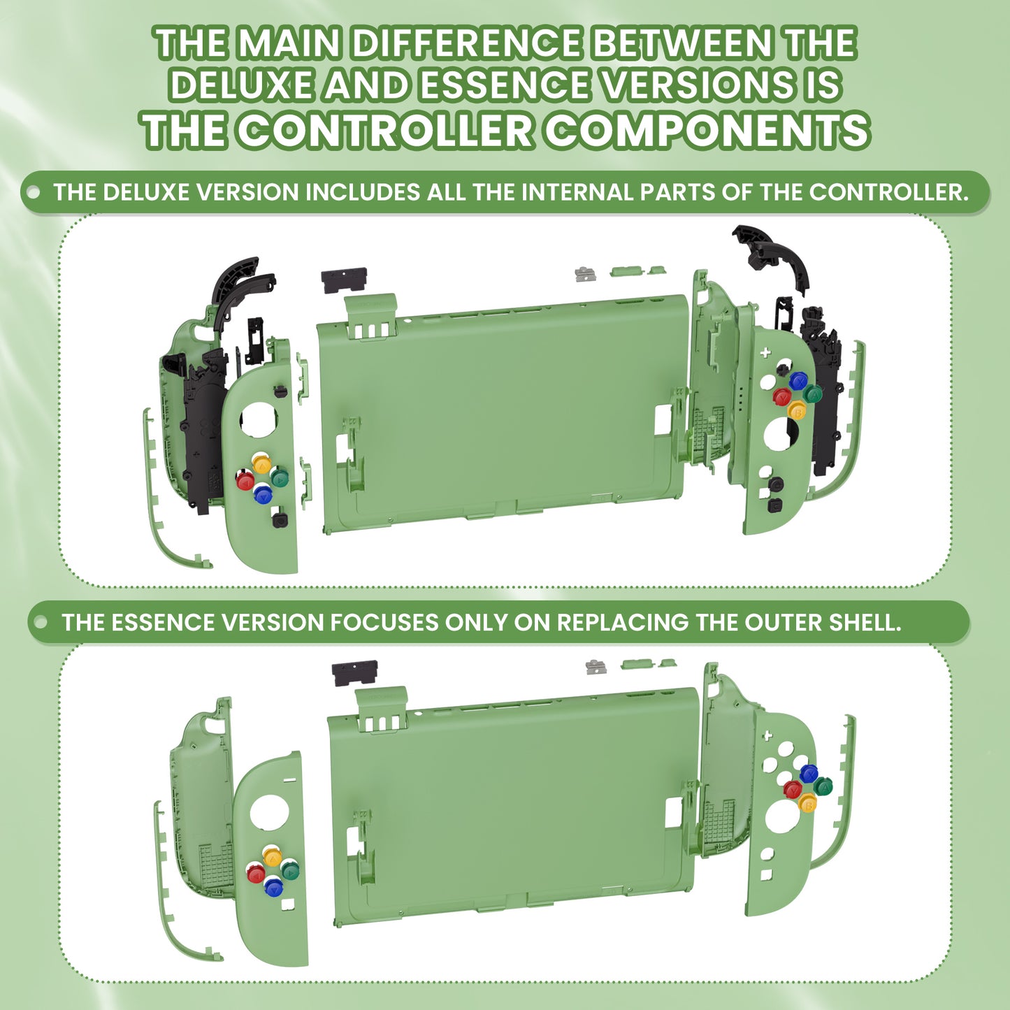 eXtremeRate DIY Replacement Full Set Shells with Buttons for Nintendo Switch 2 - Essence Version - Matcha Green