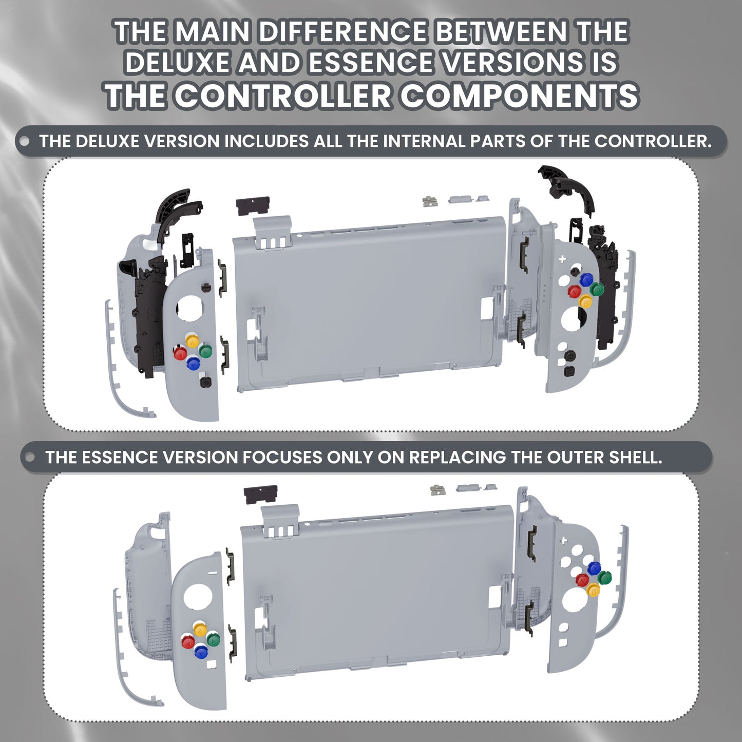 eXtremeRate DIY Replacement Full Set Shells with Buttons for Nintendo Switch 2 - Essence Version - New Hope Gray