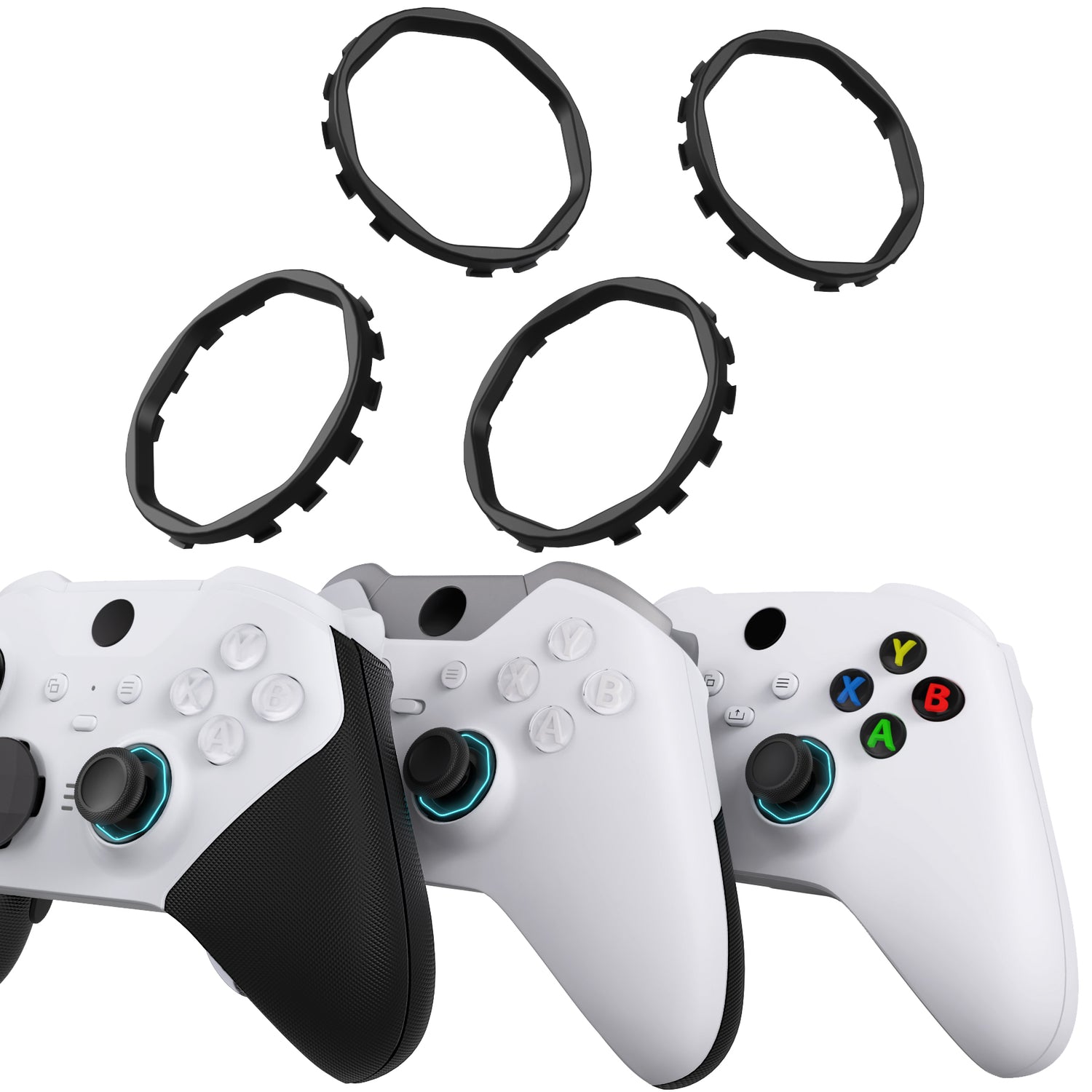 Redesigned Replacement Octagonal Gated Sticks Accent Rings for Xbox Elite Series 2 Core & Elite Series 2 & Xbox Elite, for eXtremeRate ASR Version Shell for Xbox Series X/S Controller