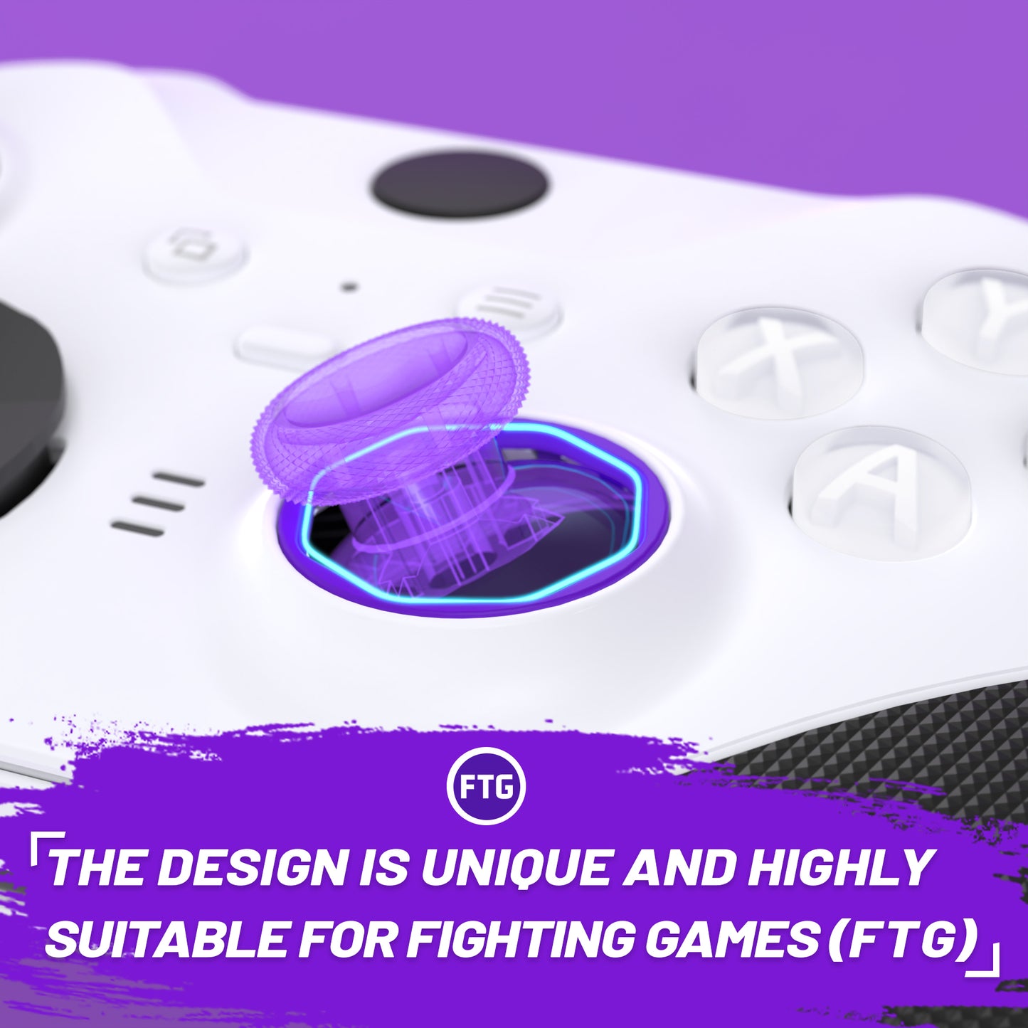 eXtremeRate Redesigned Replacement Octagonal Gated Sticks Accent Rings for Xbox Elite Series 2 Core & Elite Series 2 & Xbox Elite, for eXtremeRate ASR Version Shell for Xbox Series X/S Controller - Purple