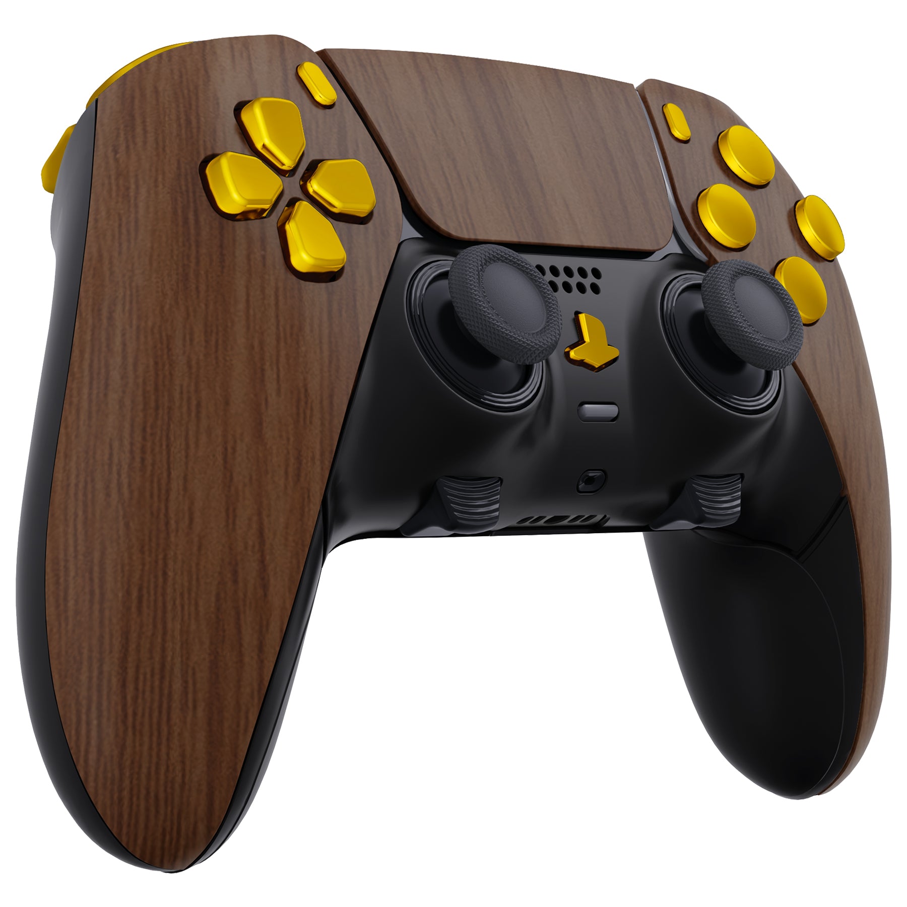 eXtremeRate Wood Grain & Black Full Set Housing Shell with Buttons
