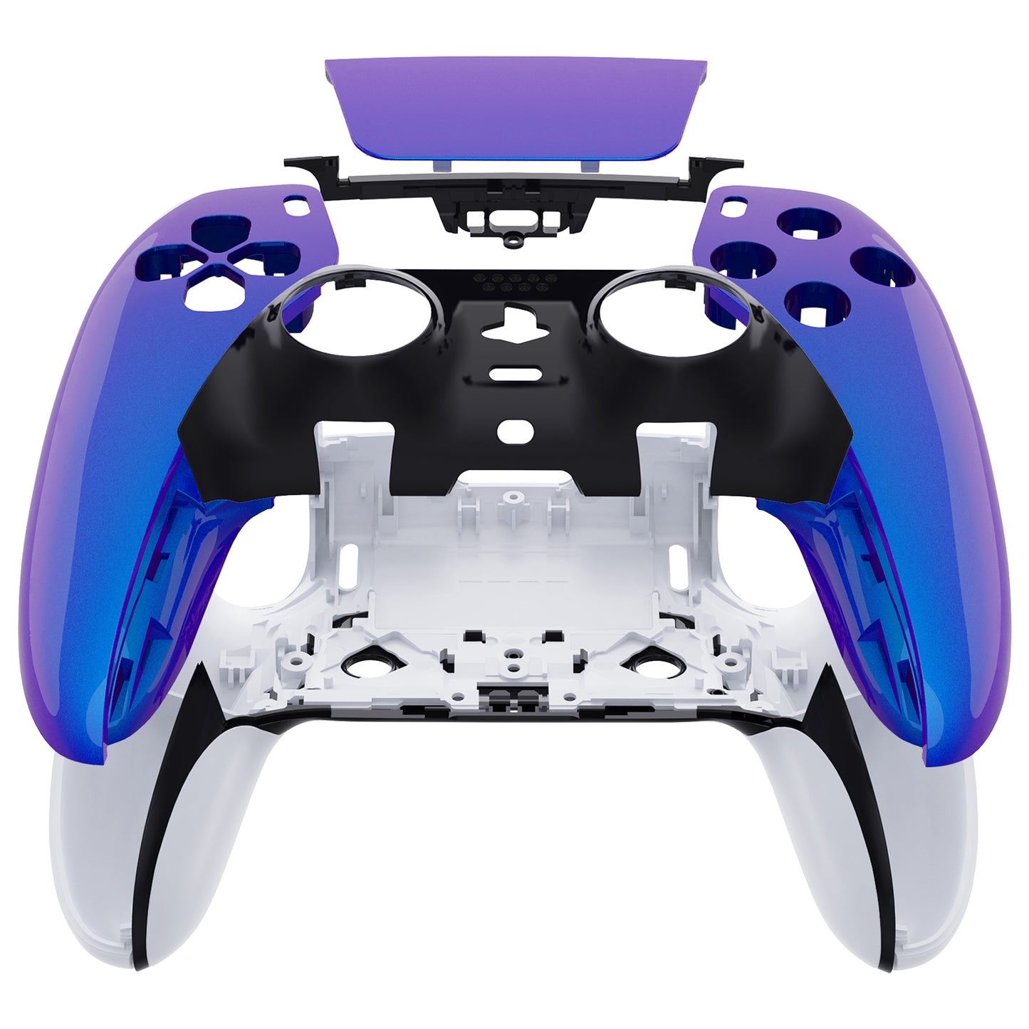 Replacement Left Right Front Housing Shell with Touchpad Compatible with PS5 Edge Controller - Chameleon Purple Blue eXtremeRate