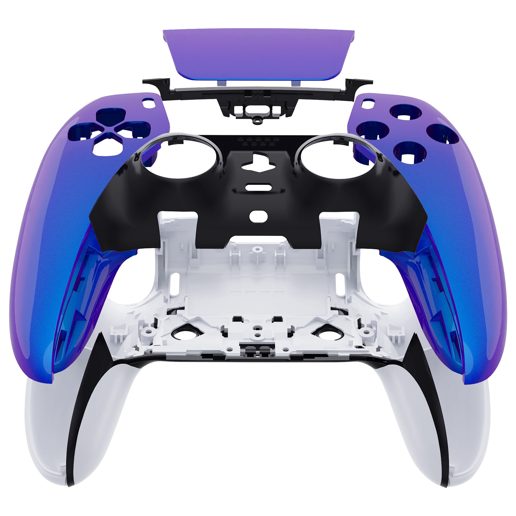Replacement Left Right Front Housing Shell with Touchpad Compatible with PS5 Edge Controller - Chameleon Purple Blue eXtremeRate