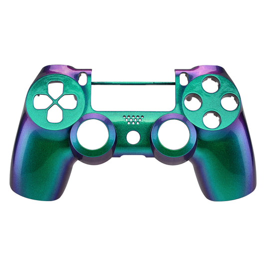 eXtremeRate Replacement Front Housing Shell for PS4 Slim Pro Controller Controller (CUH-ZCT2 JDM-040/050/055) - Chameleon Green Purple Glossy