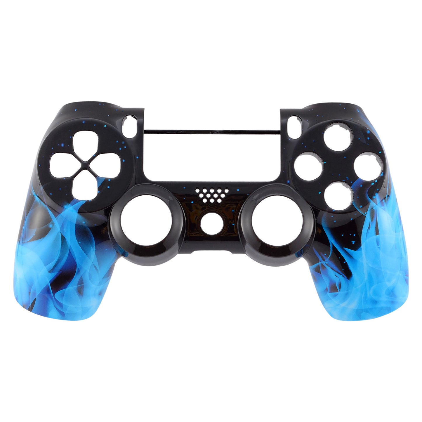 eXtremeRate Replacement Front Housing Shell for PS4 Slim Pro Controller Controller (CUH-ZCT2 JDM-040/050/055) - Blue Fire Flame