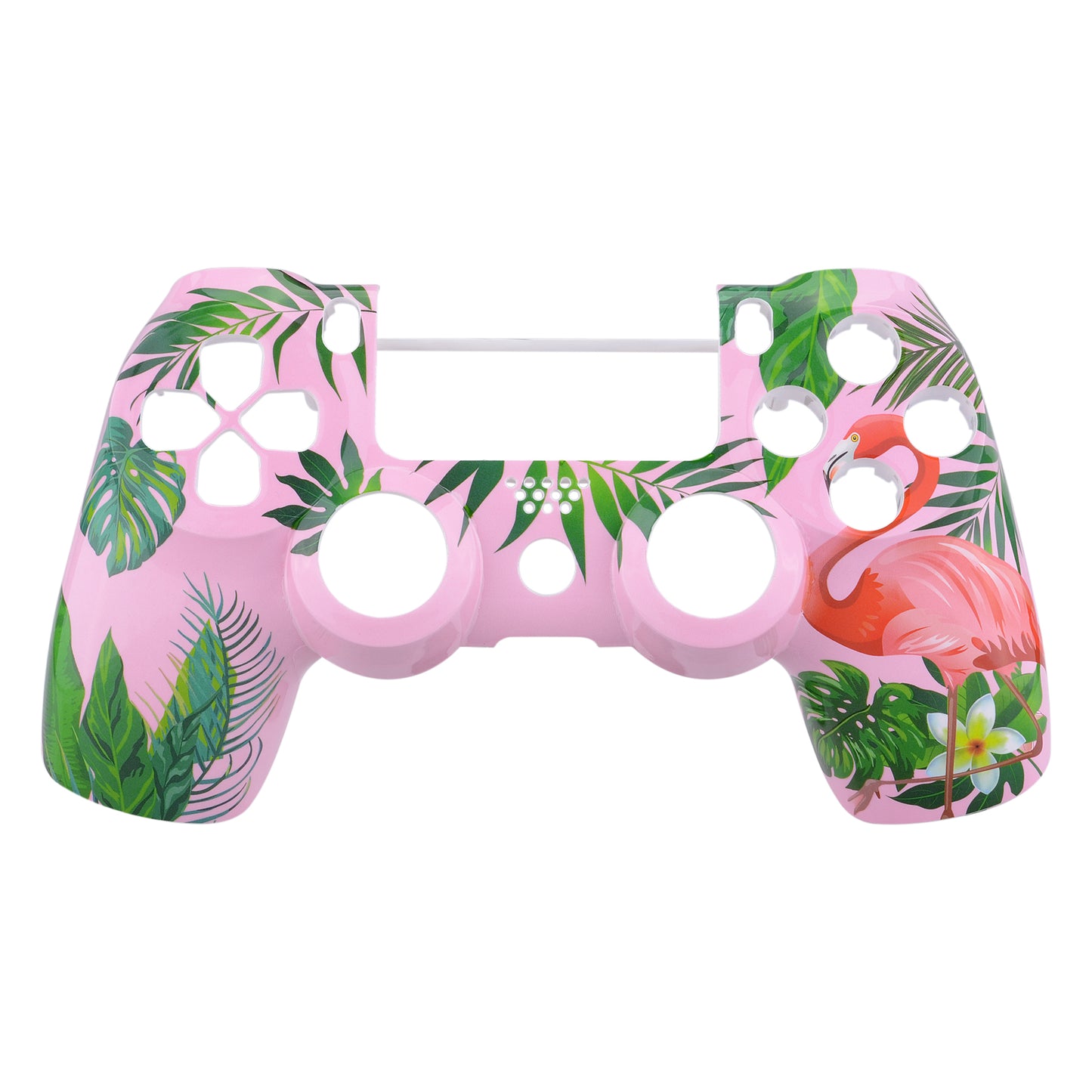 eXtremeRate Replacement Front Housing Shell for PS4 Slim Pro Controller Controller (CUH-ZCT2 JDM-040/050/055) - Tropical Flamingo