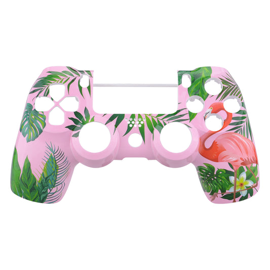eXtremeRate Replacement Front Housing Shell for PS4 Slim Pro Controller Controller (CUH-ZCT2 JDM-040/050/055) - Tropical Flamingo