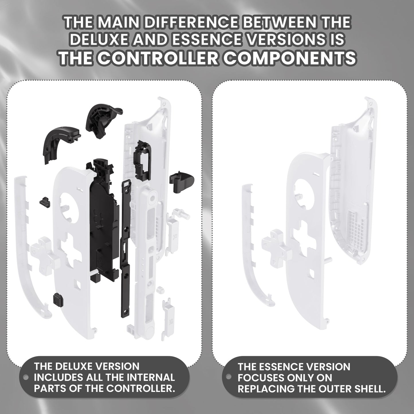 eXtremeRate D-Pad Version Replacement Full Set Shell Case with Buttons for Joycon 2 of Nintendo Switch 2 - Essence Version - White