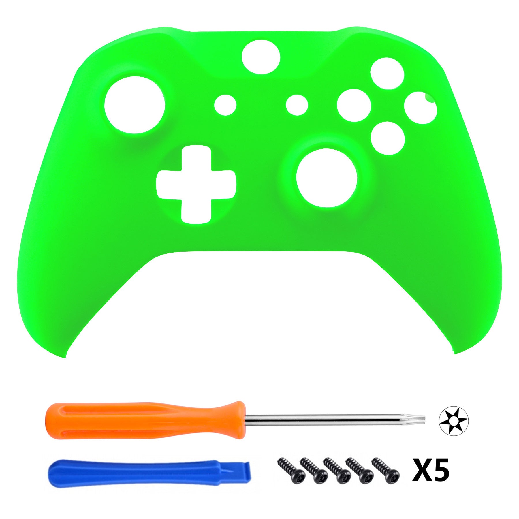 eXtremeRate Neon Green Soft Touch Grip Front Housing Shell