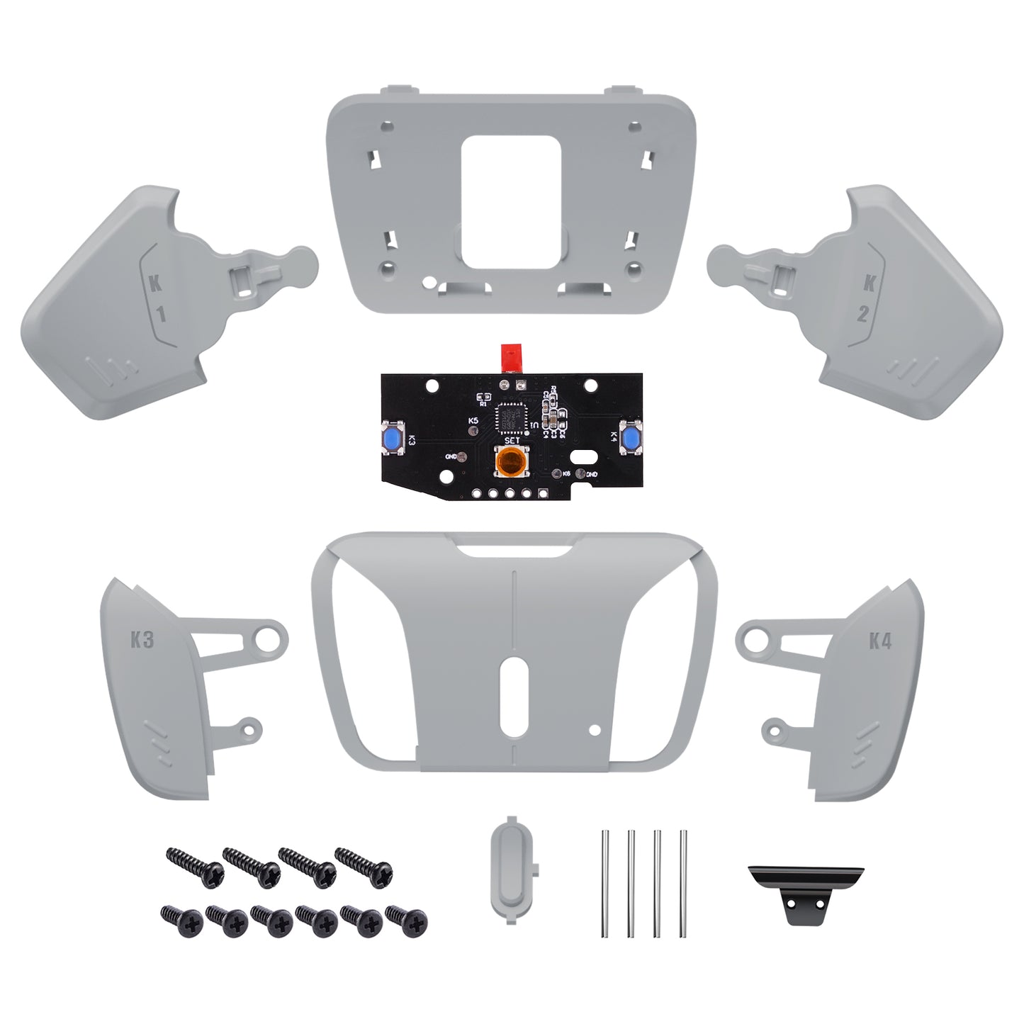 eXtremeRate Retail Turn RISE to RISE4 Kit – Redesigned New Hope Gray K1 K2 K3 K4 Back Buttons Housing & Remap PCB Board for PS5 Controller eXtremeRate RISE & RISE4 Remap kit - Controller & Other RISE Accessories NOT Included - VPFM5010P