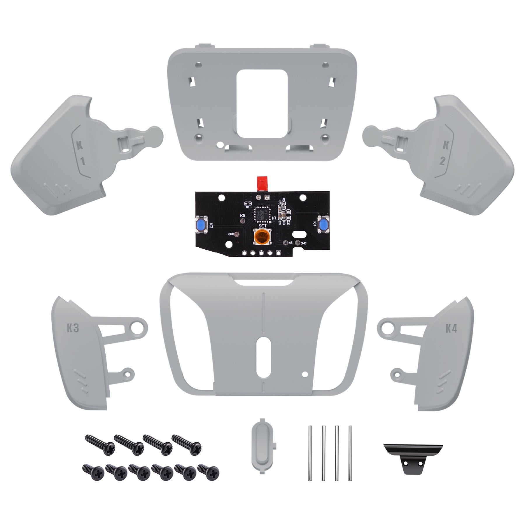 eXtremeRate Retail Turn RISE to RISE4 Kit – Redesigned New Hope Gray K1 K2 K3 K4 Back Buttons Housing & Remap PCB Board for PS5 Controller eXtremeRate RISE & RISE4 Remap kit - Controller & Other RISE Accessories NOT Included - VPFM5010P