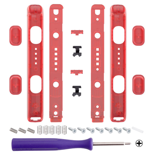 eXtremeRate 2 Pack Custom Replacement shell for Joycon Strap of NS Switch - Clear Red