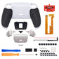 eXtremeRate Silver Real Metal Buttons (RMB) Version RISE Remap Kit for PS5 Controller BDM-030/040 - Rubberized Black with White Back Shell eXtremeRate