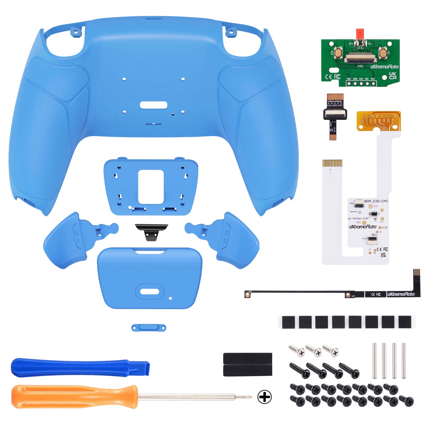 eXtremeRate Remappable RISE V3 Remap Kit for PS5 Controller BDM-030/040/050 - Rubberized Starlight Blue