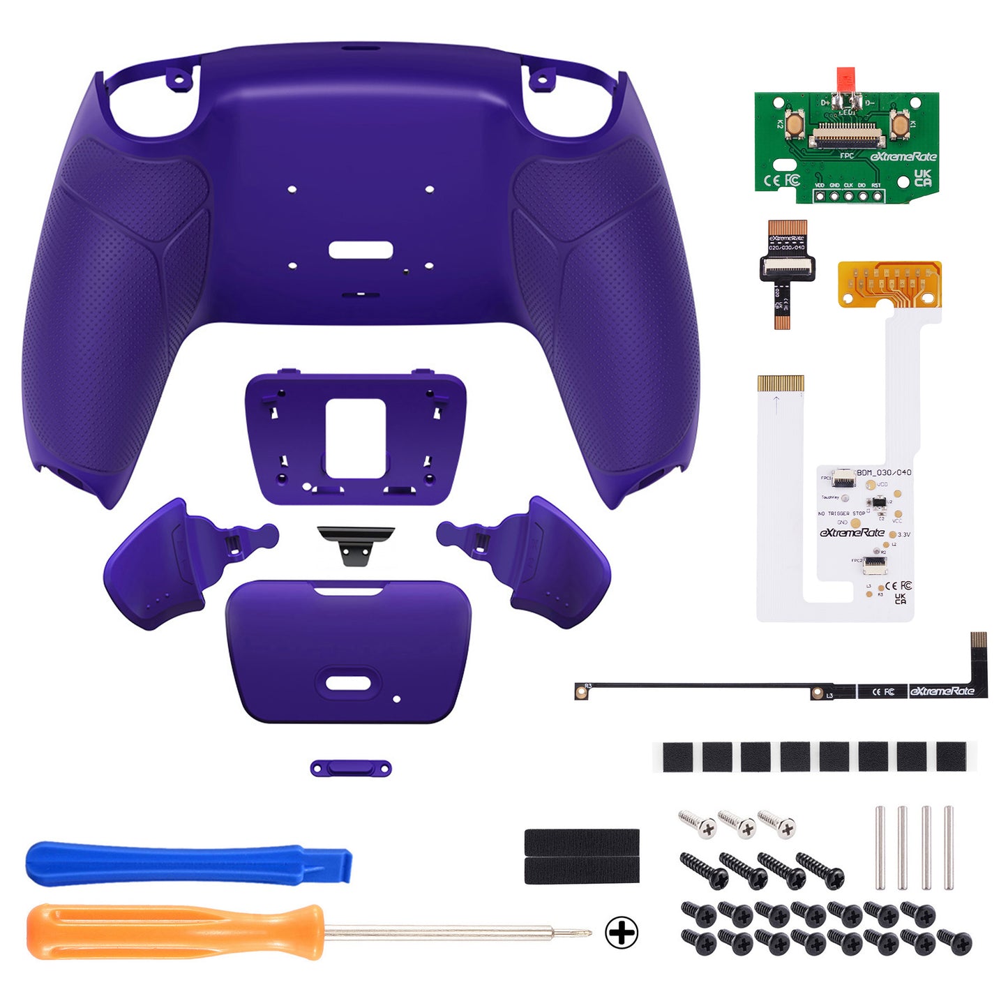 eXtremeRate Remappable RISE V3 Remap Kit for PS5 Controller BDM-030/040/050 - Rubberized Galactic Purple