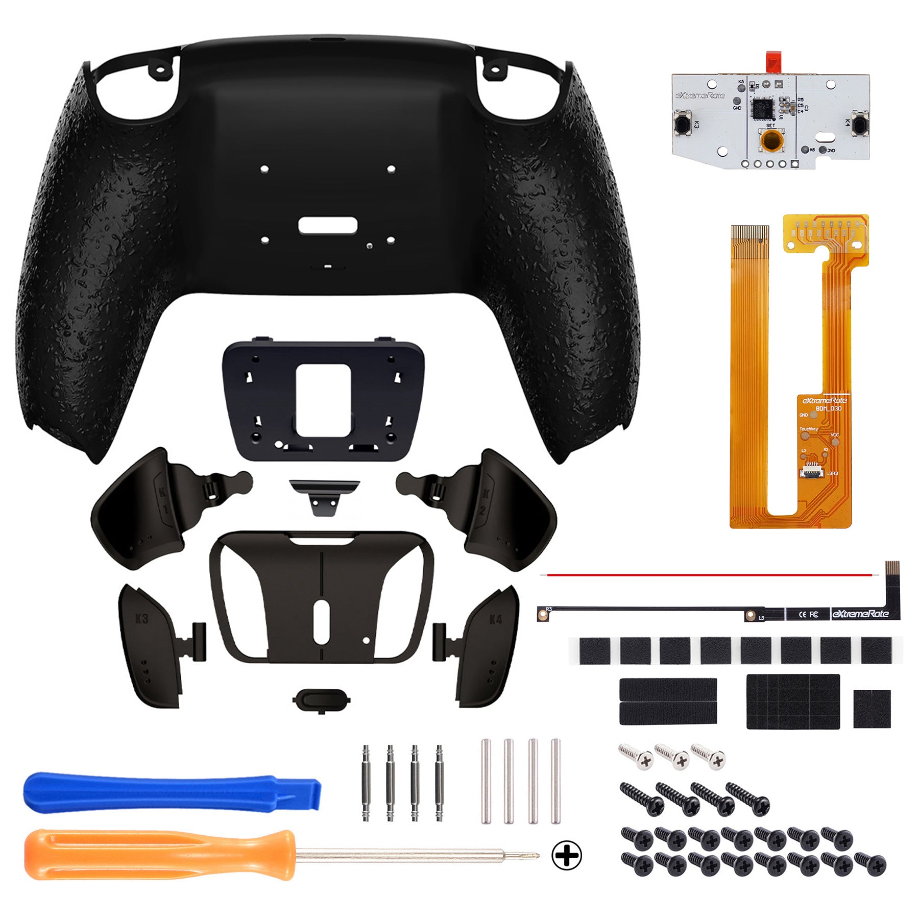 eXtremeRate Black Real Metal Buttons (RMB) Version RISE 4.0 Remap Kit for PS5 Controller BDM-030/040 - Textured Black eXtremeRate