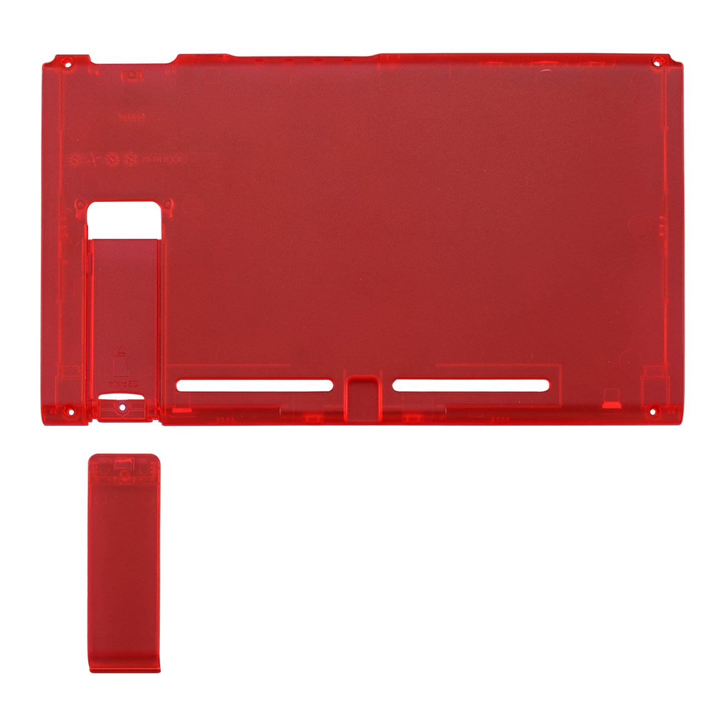 eXtremeRate Replacement Back Plate with Kickstand for Nintendo Switch Console - Transparent Clear Red