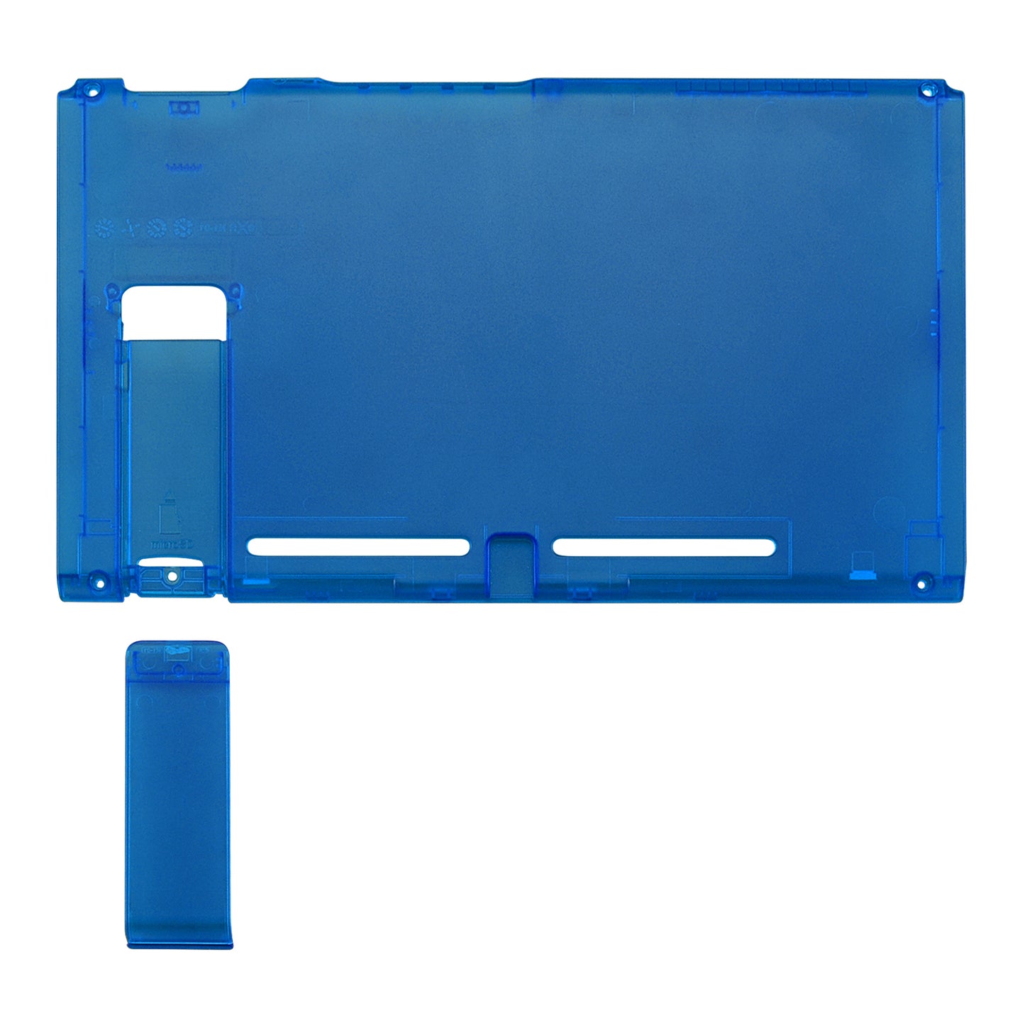 eXtremeRate Replacement Back Plate with Kickstand for Nintendo Switch Console - Transparent Clear Blue