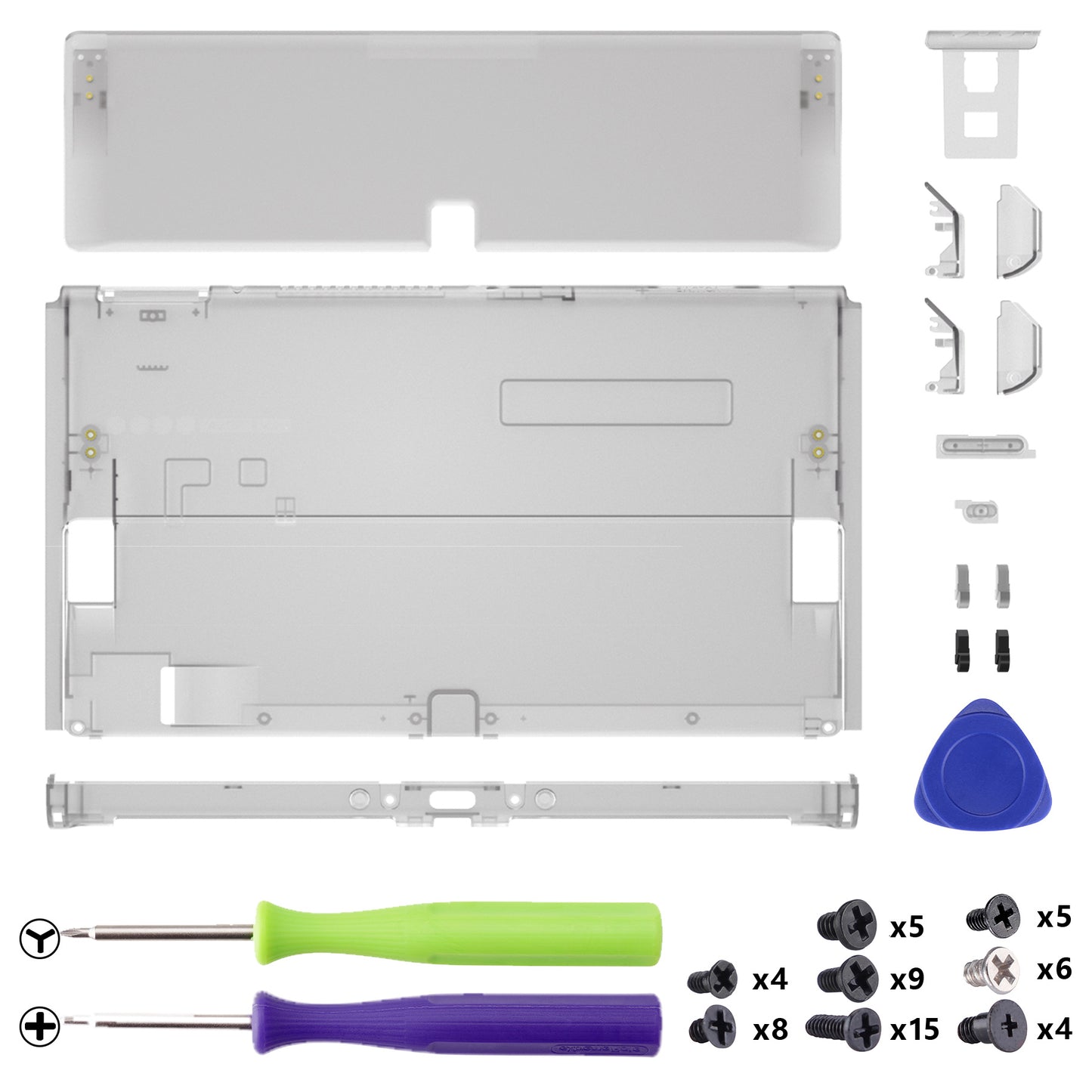 eXtremeRate Replacement Back Plate with Kickstand for Nintendo Switch OLED - Clear Black