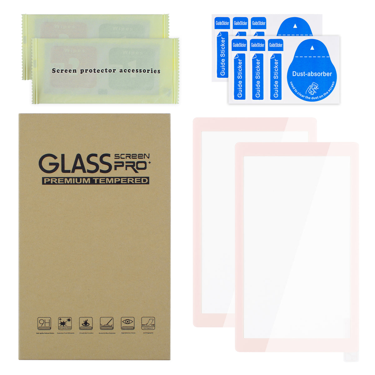 eXtremeRate 2 Pack Anti-Scratch Transparent HD Tempered Glass Screen Protector for Nintendo Switch Lite - Cherry Blossoms Pink Border