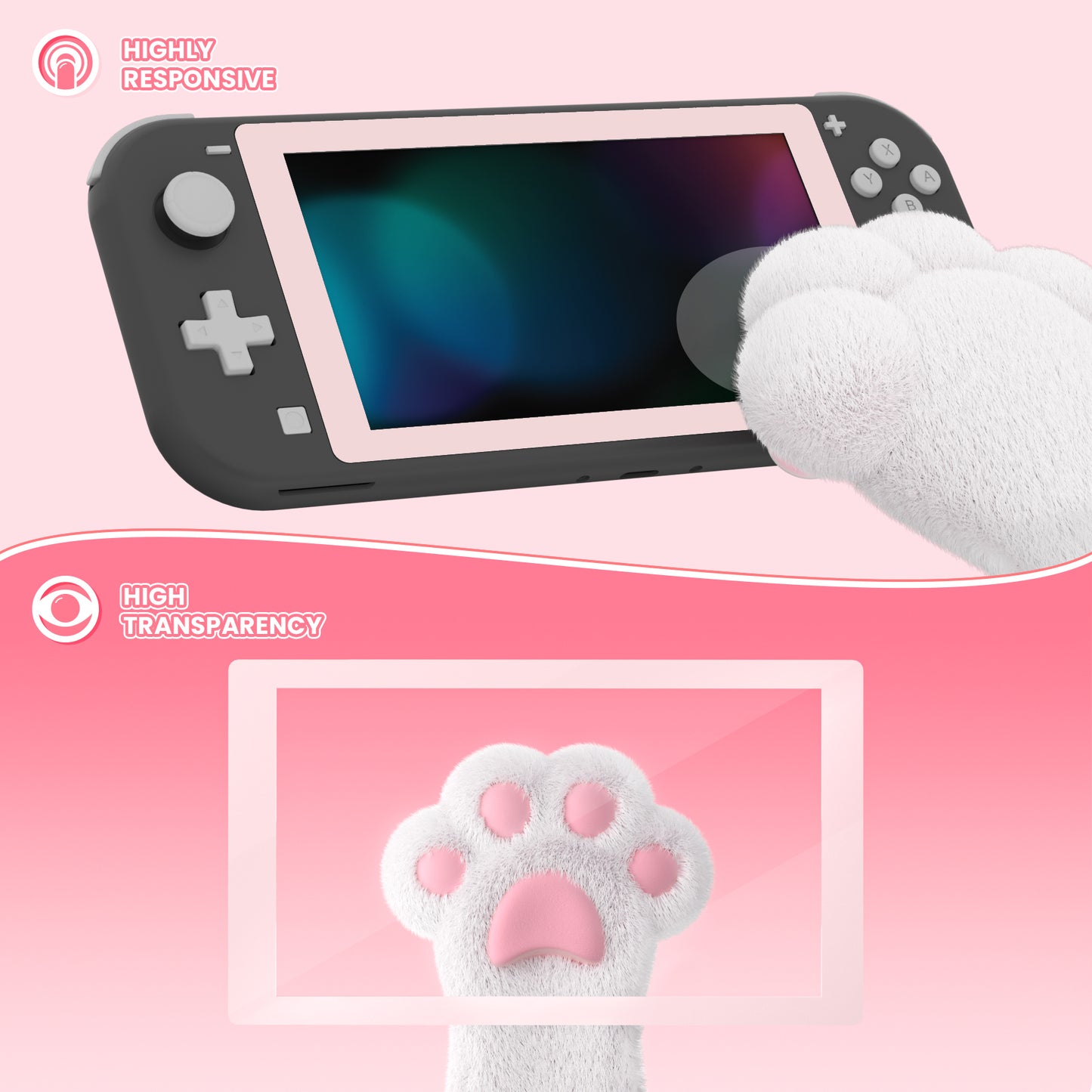eXtremeRate 2 Pack Anti-Scratch Transparent HD Tempered Glass Screen Protector for Nintendo Switch Lite - Cherry Blossoms Pink Border