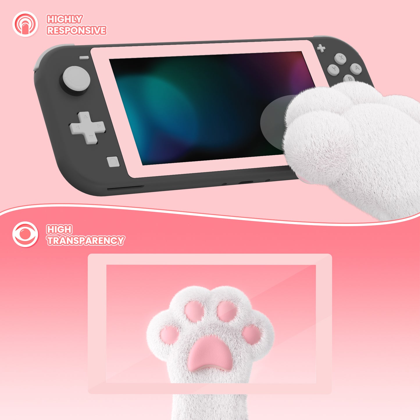 eXtremeRate 2 Pack Anti-Scratch Transparent HD Tempered Glass Screen Protector for Nintendo Switch Lite - Peach Blossoms Pink Border