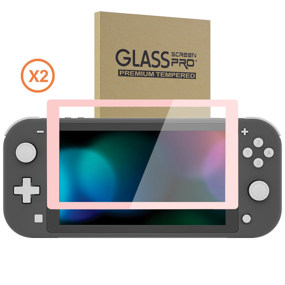 eXtremeRate 2 Pack Anti-Scratch Transparent HD Tempered Glass Screen Protector for Nintendo Switch Lite - Peach Blossoms Pink Border