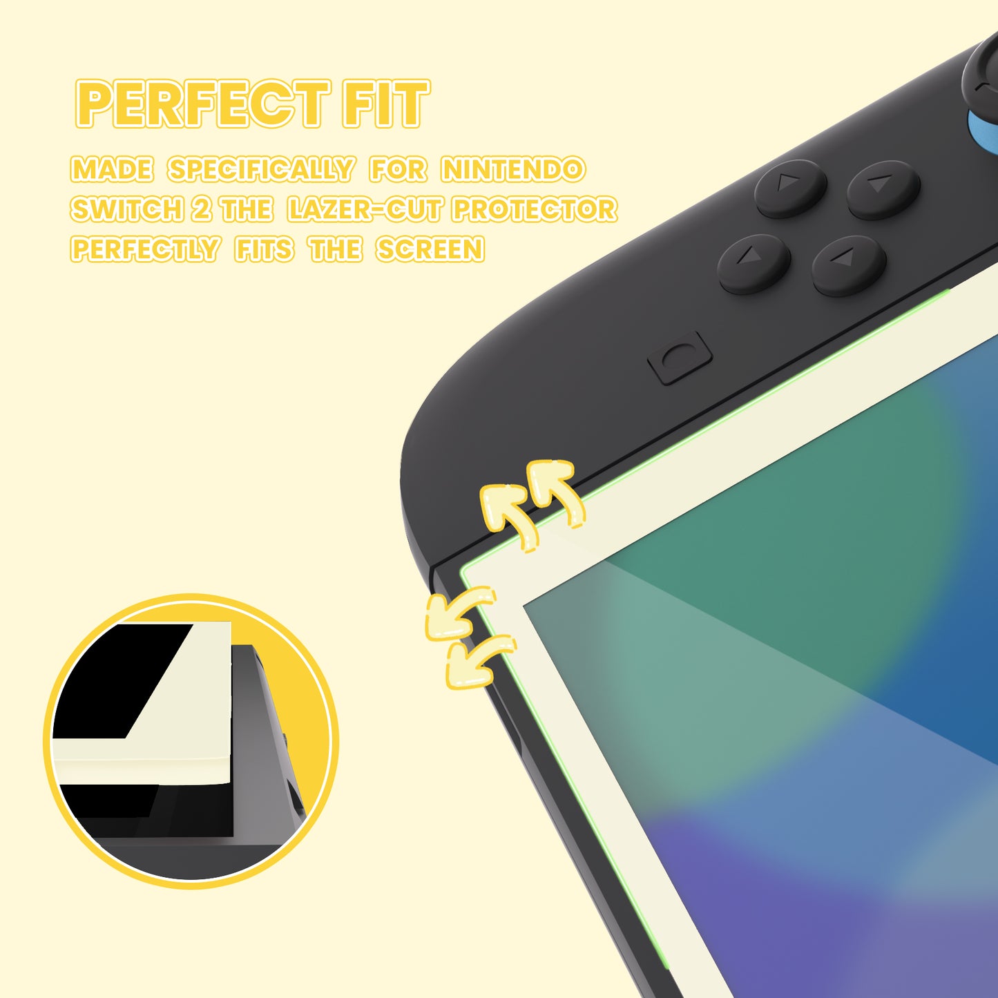 eXtremeRate 2 Pack Tempered Glass Screen Protector for Nintendo Switch 2 - Antique Yellow Border