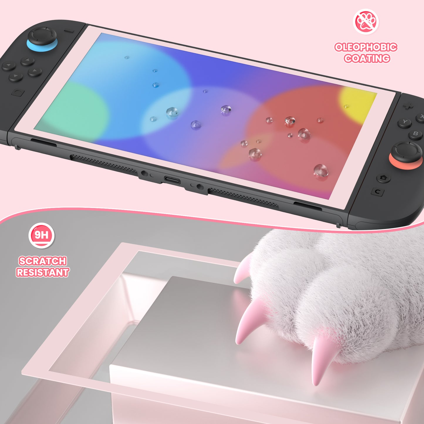 eXtremeRate 2 Pack Tempered Glass Screen Protector for Nintendo Switch 2 - Cherry Blossoms Pink Border