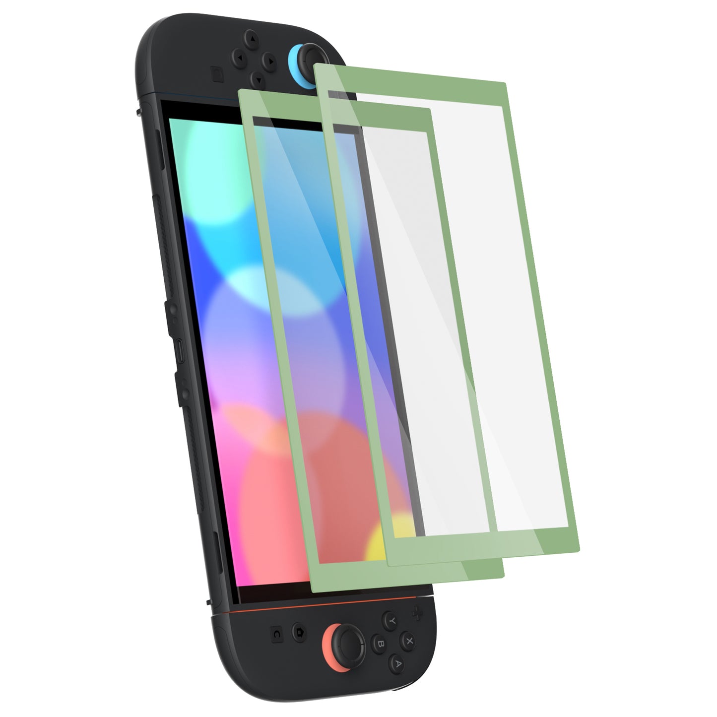 eXtremeRate 2 Pack Tempered Glass Screen Protector for Nintendo Switch 2 - Matcha Green Border