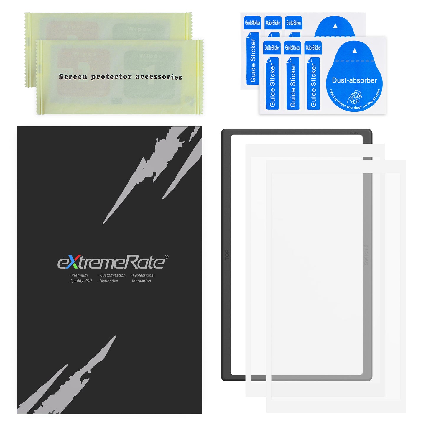 eXtremeRate 2 Pack Tempered Glass Screen Protector for Nintendo Switch 2 - White Border