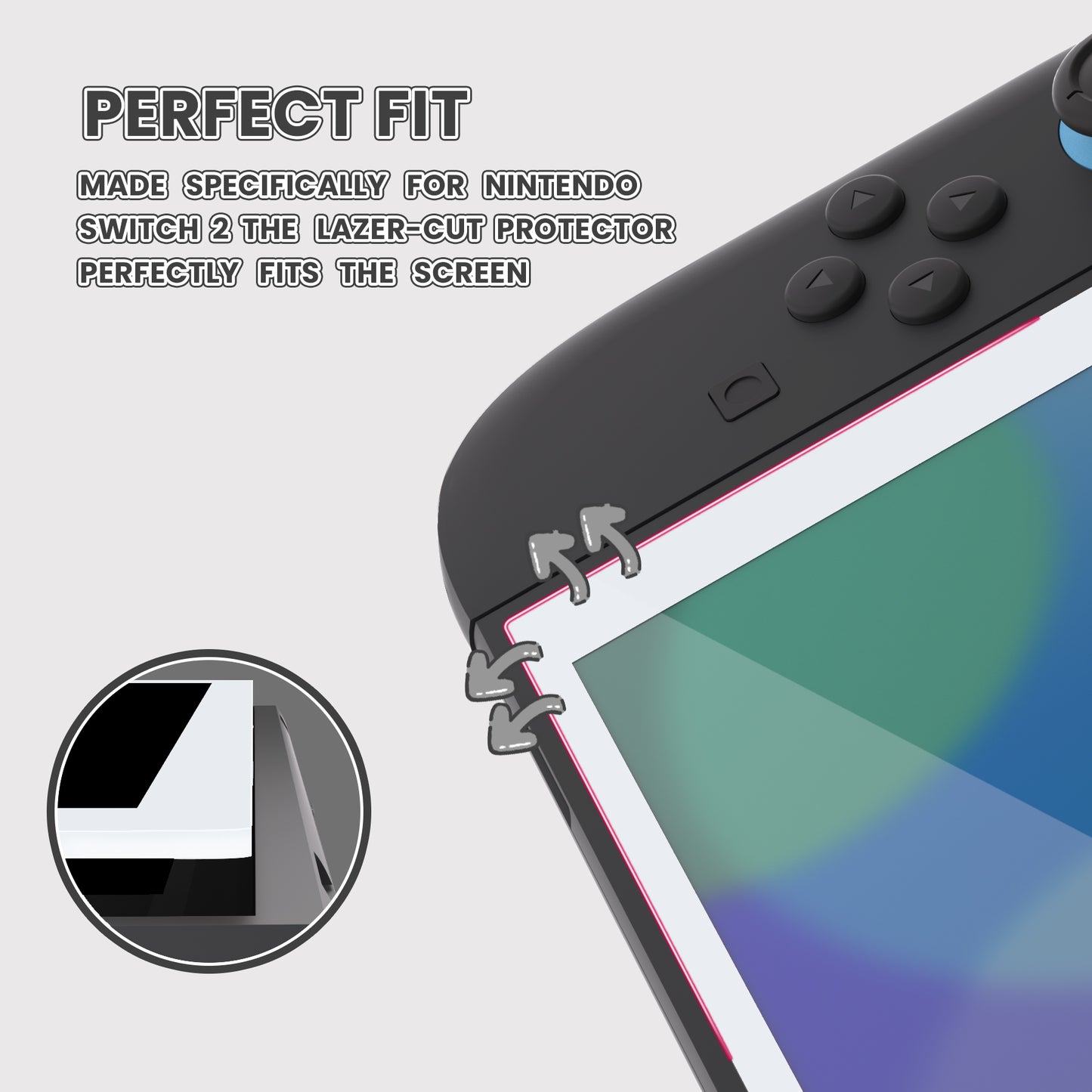 eXtremeRate 2 Pack Tempered Glass Screen Protector for Nintendo Switch 2 - White Border