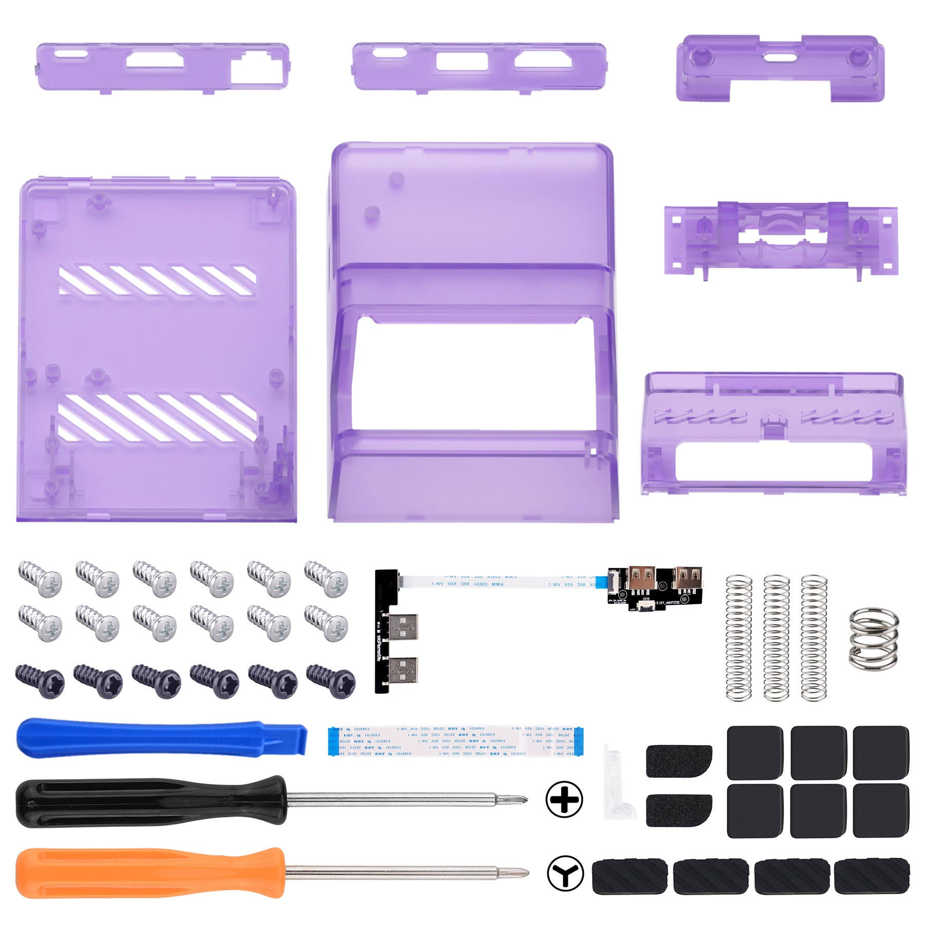 eXtremeRate AiryDocky DIY Kit Clear Atomic Purple Replacement Case