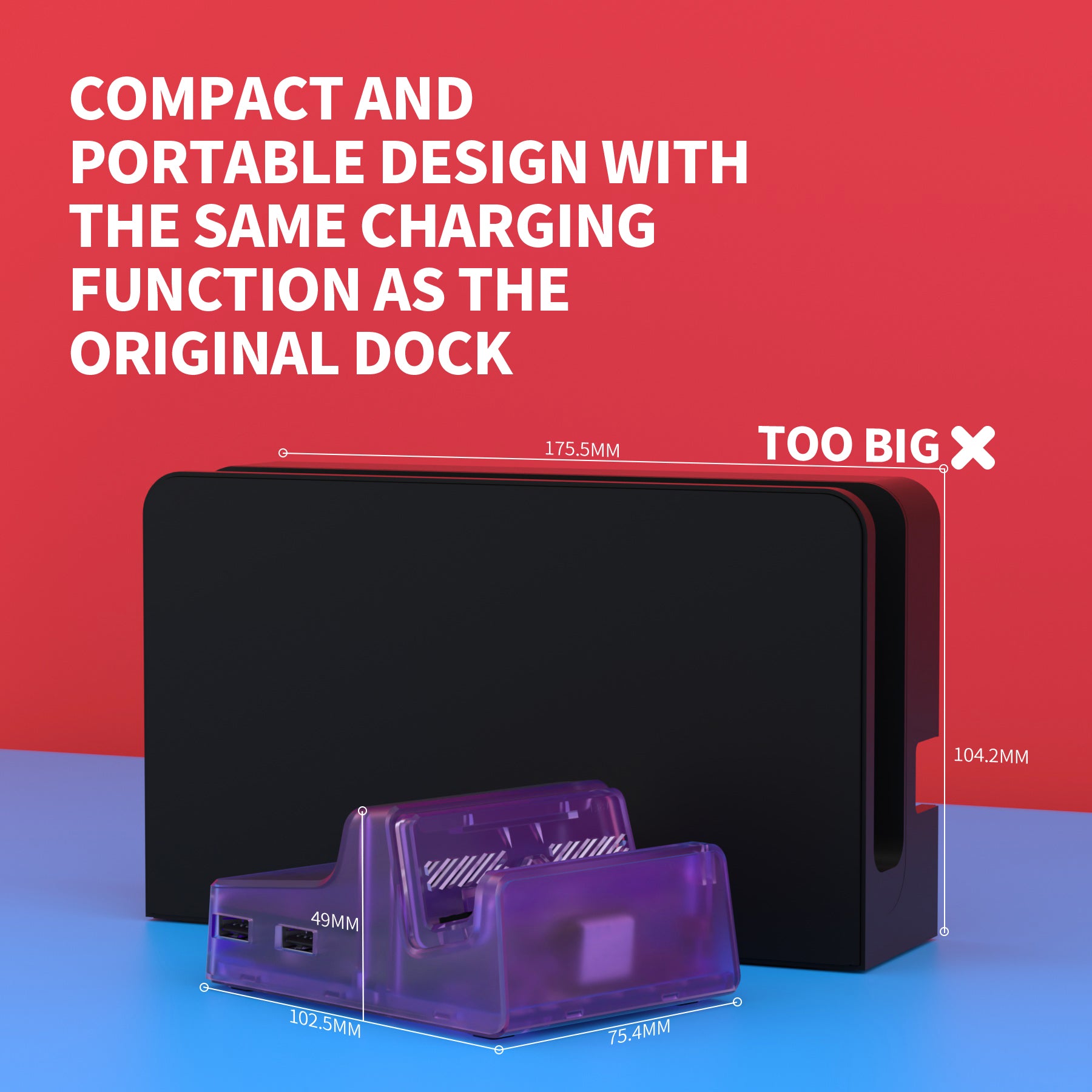 eXtremeRate AiryDocky DIY Kit Clear Atomic Purple Replacement Case