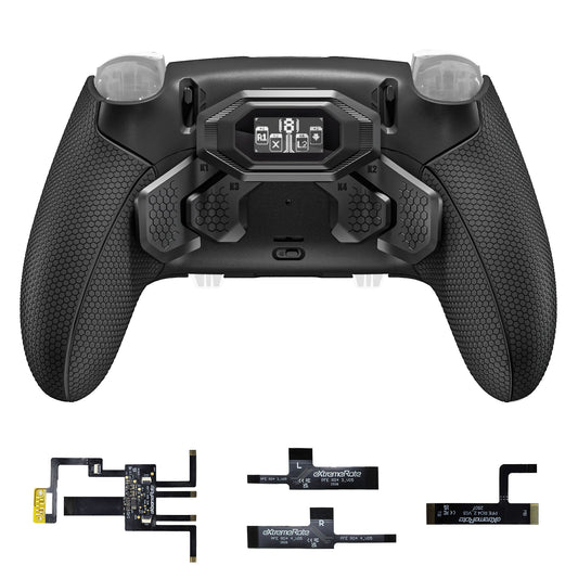 eXtremeRate BEYOND Back Paddles Kit with OLED Display & Redesigned Ergonomic Grips for PS5 Edge Controller - Rubberized Black eXtremeRate