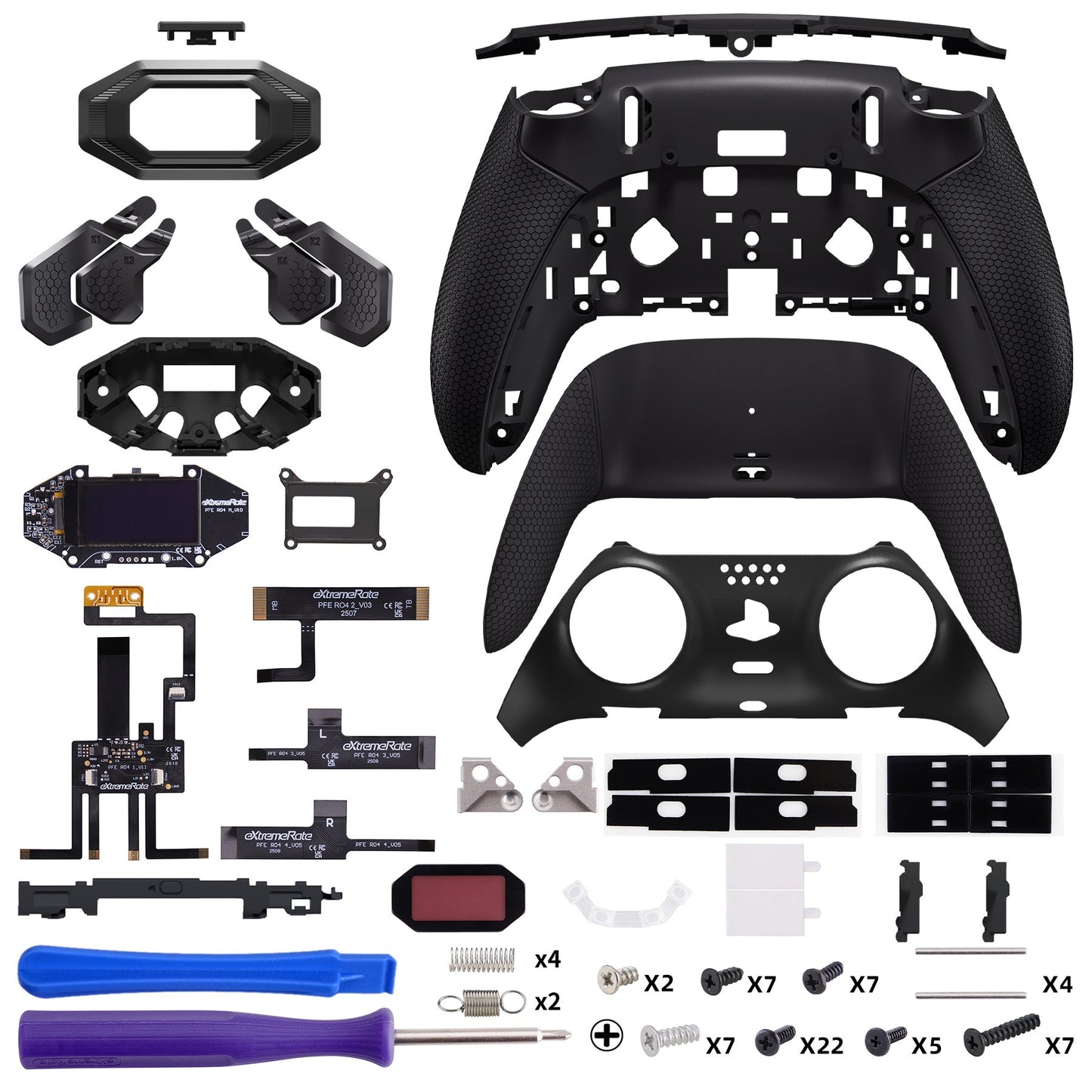 eXtremeRate BEYOND Back Paddles Kit with OLED Display & Redesigned Ergonomic Grips for PS5 Edge Controller - Rubberized Black eXtremeRate