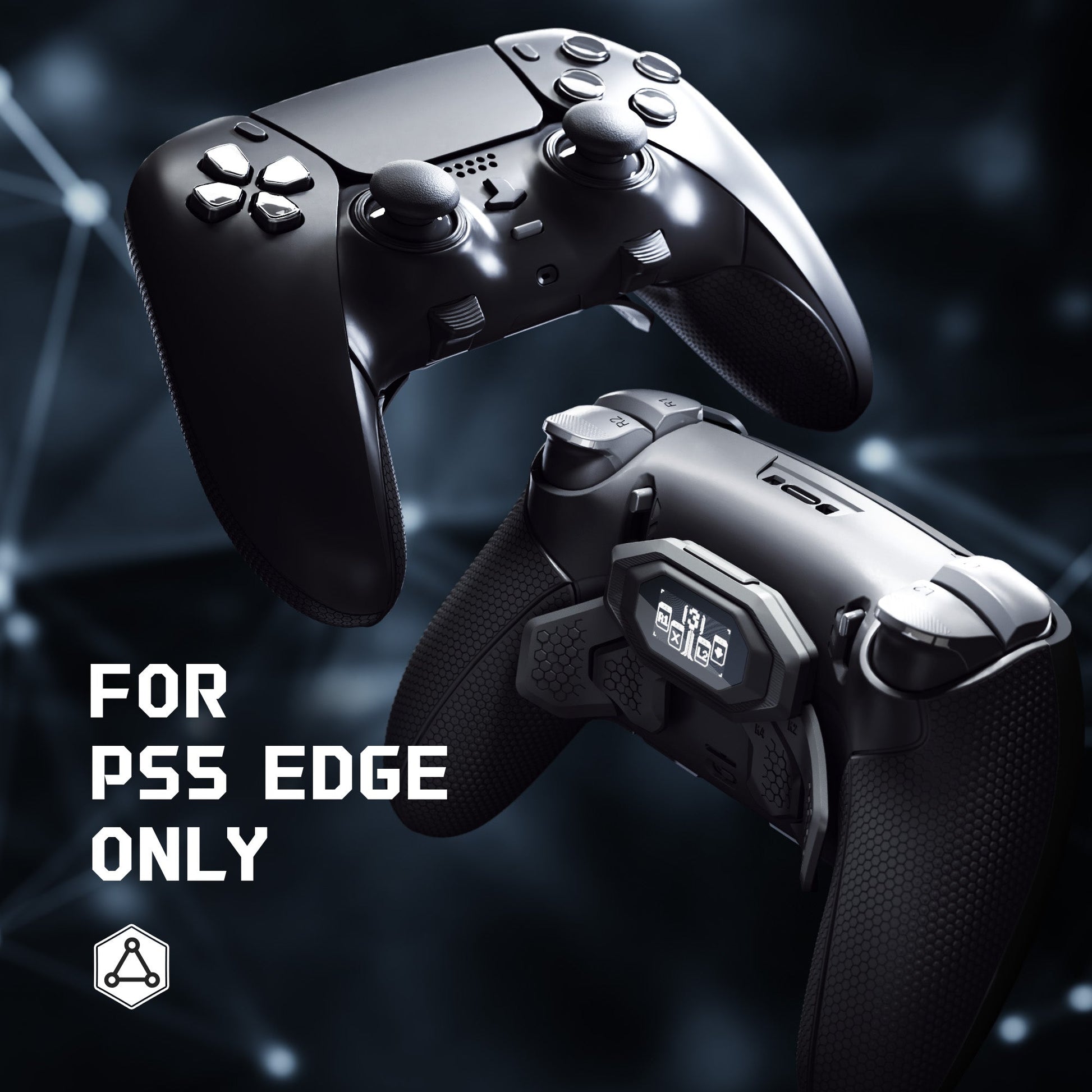 eXtremeRate BEYOND Back Paddles Kit with OLED Display & Redesigned Ergonomic Grips for PS5 Edge Controller - Rubberized Black eXtremeRate