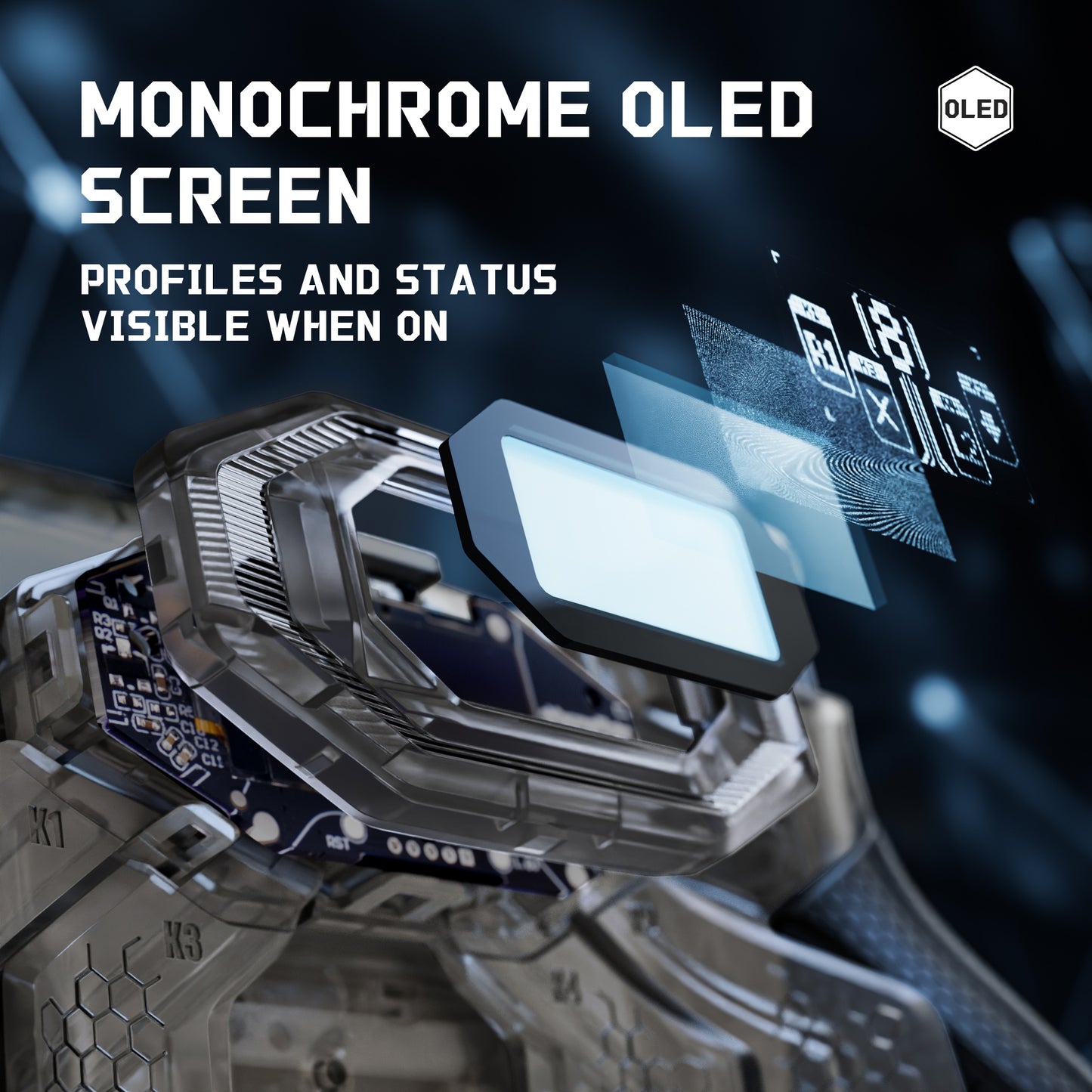 eXtremeRate BEYOND Back Paddles Kit with OLED Display & Redesigned Ergonomic Grips for PS5 Edge Controller - Rubberized Clear & Black (In-stock Item Ready to Ship)