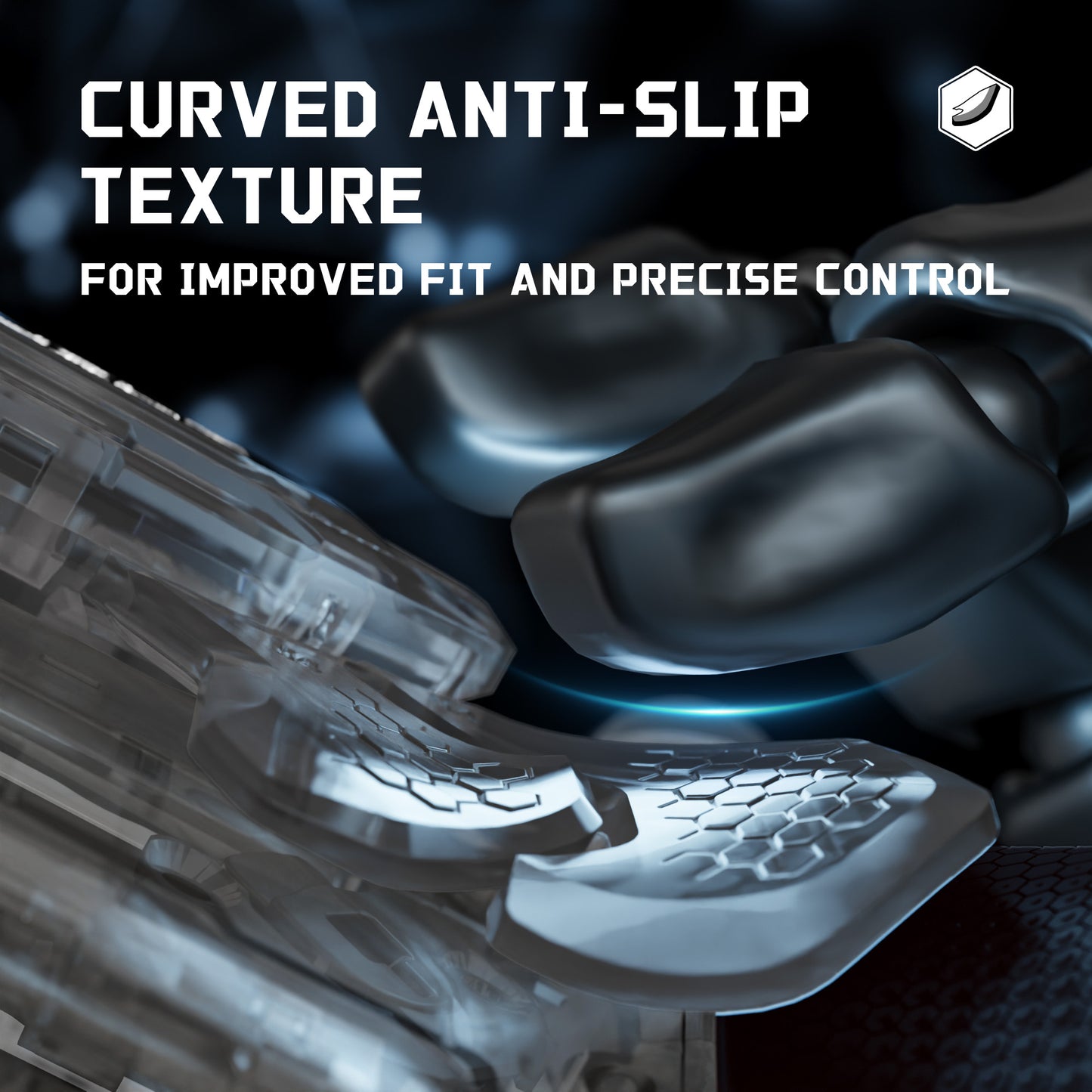 eXtremeRate BEYOND Back Paddles Kit with OLED Display & Redesigned Ergonomic Grips for PS5 Edge Controller - Rubberized Clear & Black (In-stock Item Ready to Ship)