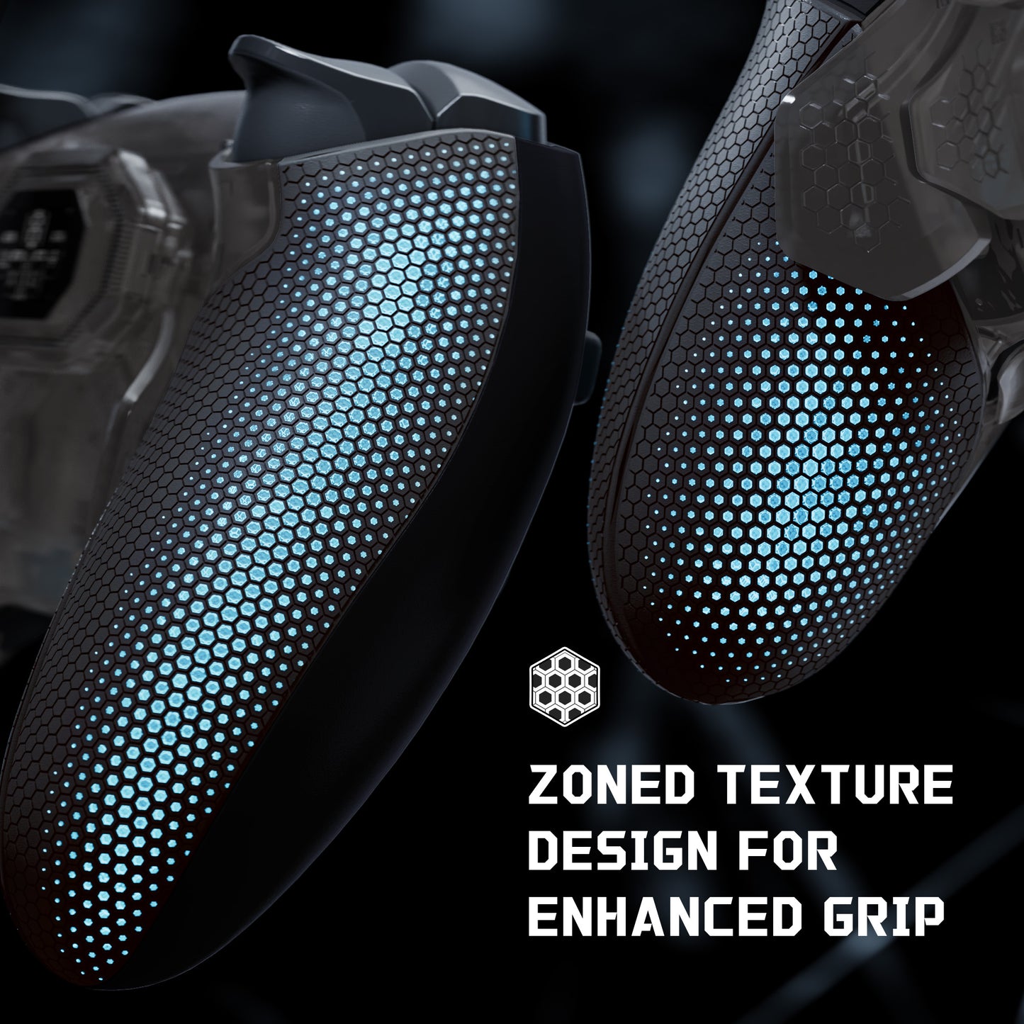 eXtremeRate BEYOND Back Paddles Kit with OLED Display & Redesigned Ergonomic Grips for PS5 Edge Controller - Rubberized Clear & Black (In-stock Item Ready to Ship)