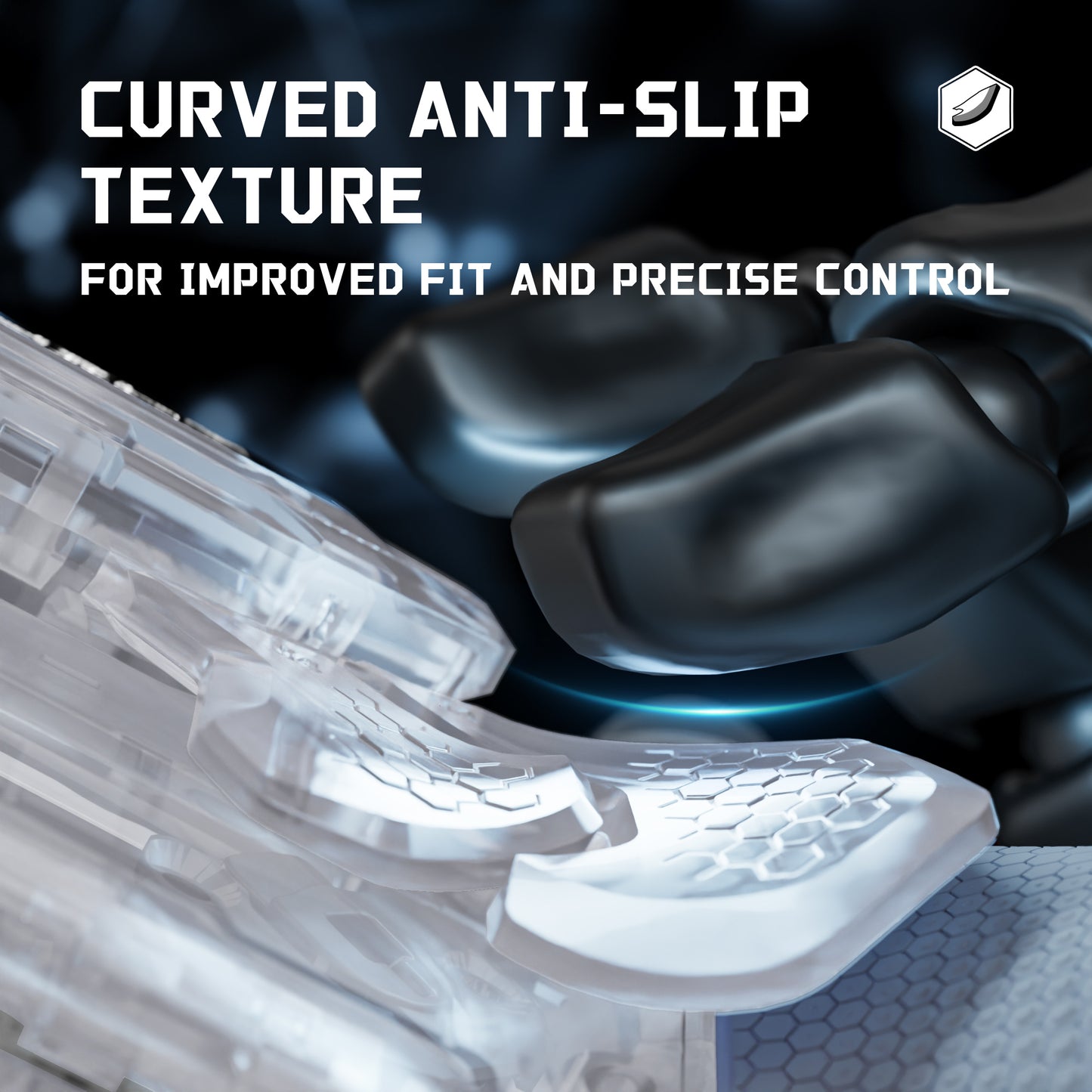 eXtremeRate BEYOND Back Paddles Kit with OLED Display & Redesigned Ergonomic Grips for PS5 Edge Controller - Rubberized Clear & Gray (In-stock Item Ready to Ship)