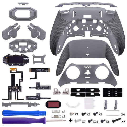 eXtremeRate BEYOND Back Paddles Kit with OLED Display & Redesigned Ergonomic Grips for PS5 Edge Controller - Rubberized New Hope Gray & Classic Gray (In-stock Item Ready to Ship)