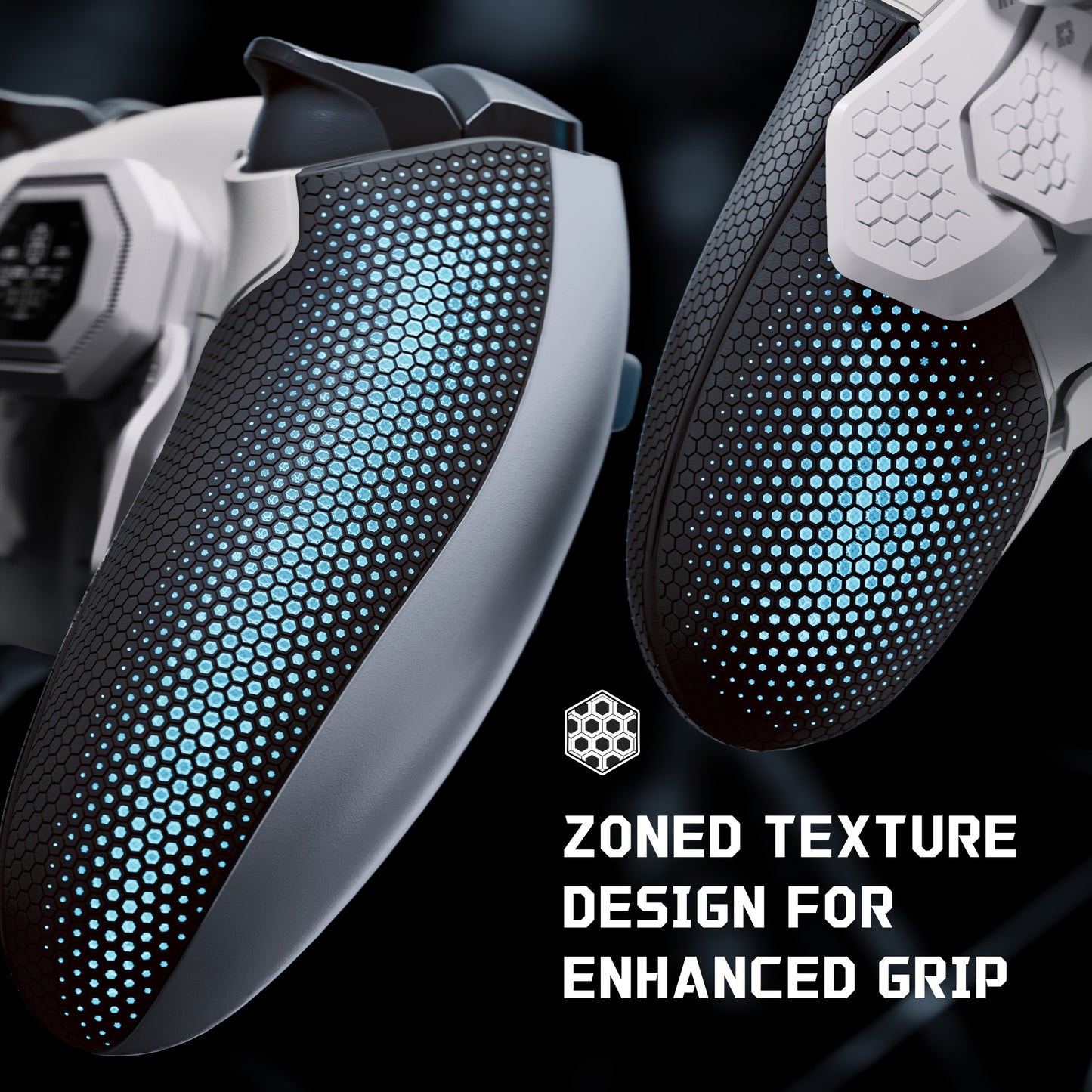 eXtremeRate BEYOND Back Paddles Kit with OLED Display & Redesigned Ergonomic Grips for PS5 Edge Controller - Rubberized White & Black (Expected to begin shipping around January 15)