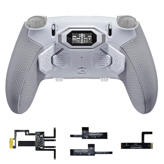eXtremeRate BEYOND Back Paddles Kit with OLED Display & Redesigned Ergonomic Grips for PS5 Edge Controller - Rubberized White & Gray (Expected to begin shipping around January 15)
